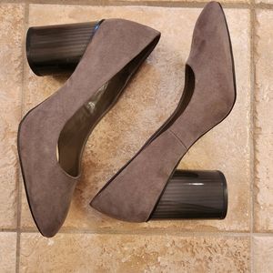 🌚 Nine West Ombre Striped Gray Block Heels